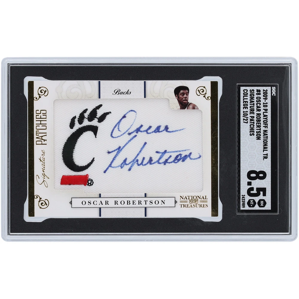 Oscar Robertson Milwaukee Bucks Autographed 2009-10 Playoff National Treasures Signature Patches Relic #8 #10/27 SGC Authenticated 8.5 Card