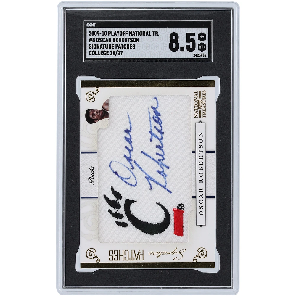 Oscar Robertson Milwaukee Bucks Autographed 2009-10 Playoff National Treasures Signature Patches Relic #8 #10/27 SGC Authenticated 8.5 Card