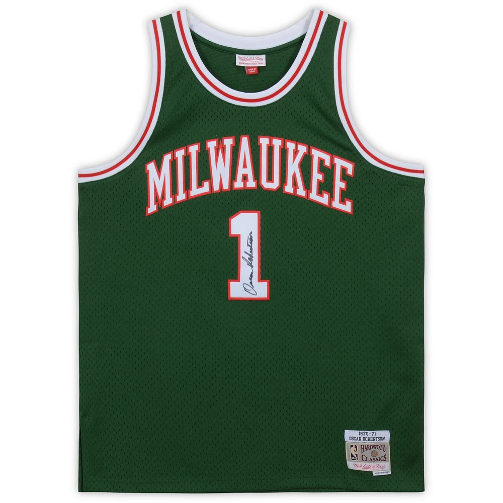 Oscar Robertson Milwaukee Bucks Autographed Mitchell & Ness Green Replica Jersey