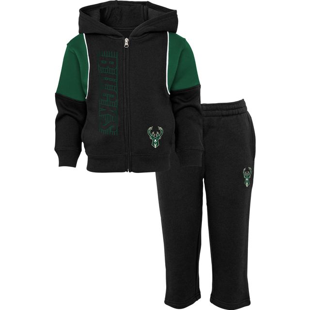 Préscolaire Milwaukee Bucks Shot Caller noir - Ensemble sweat à capuche et pantalon entièrement zippé