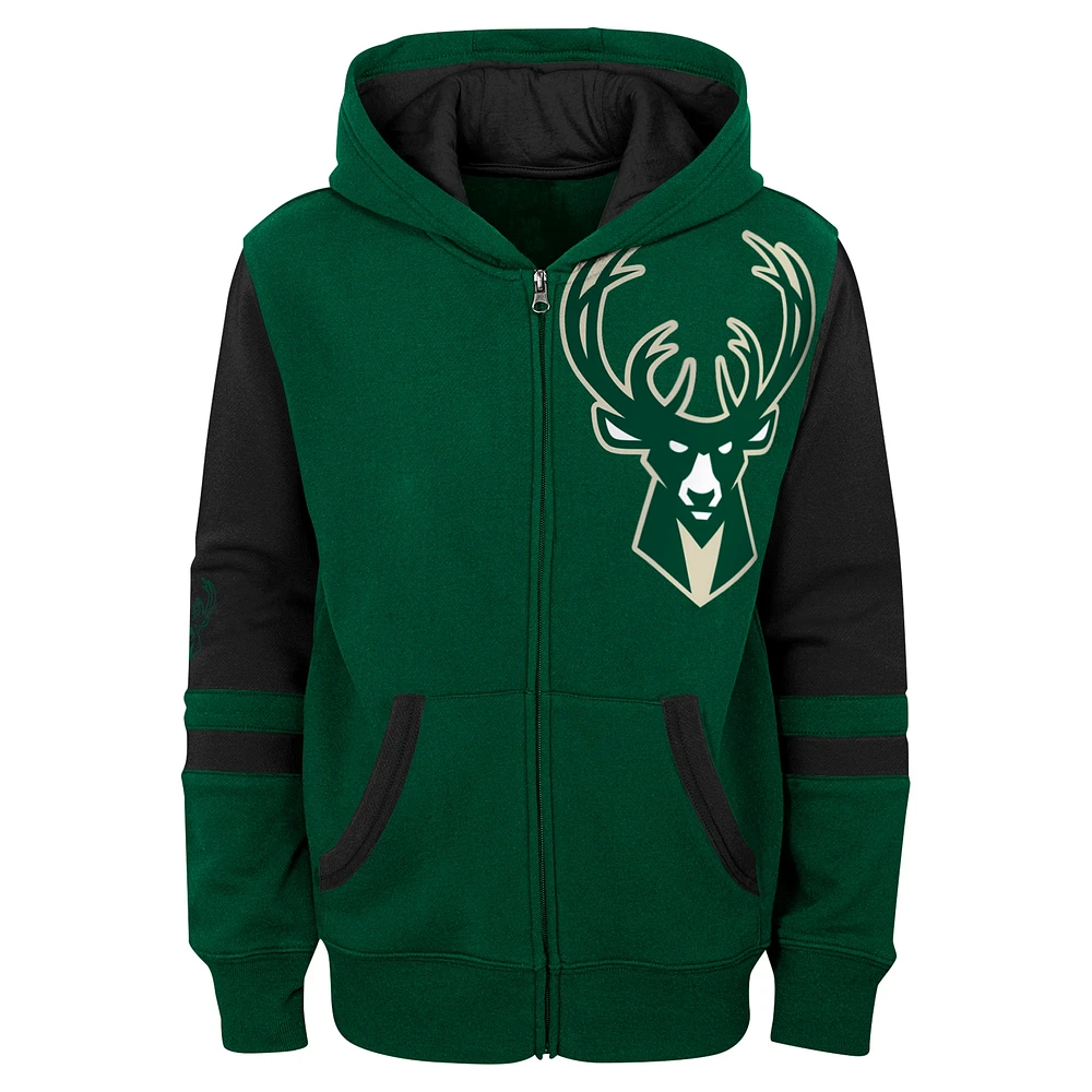 Sweat à capuche entièrement zippé Milwaukee Bucks vert préscolaire Straight To The League