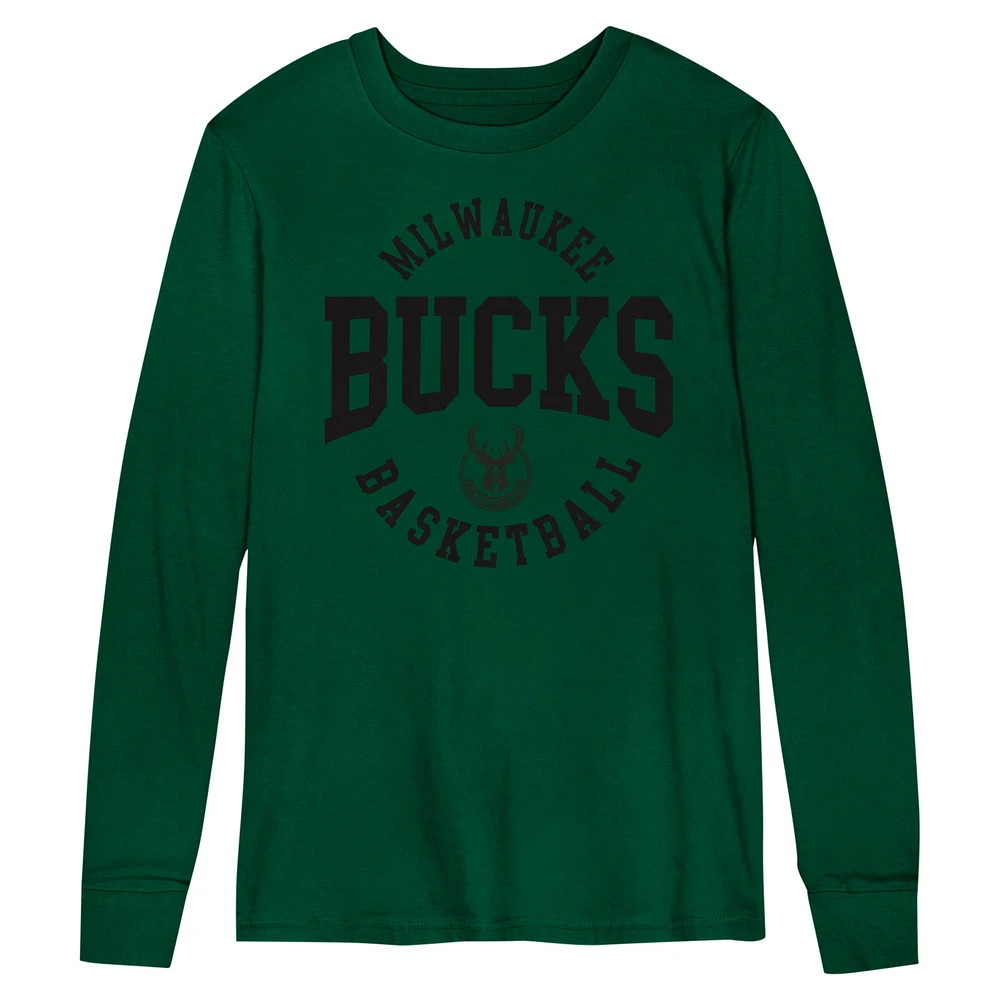 T-shirt à manches longues Hunter Green Milwaukee Bucks Around the Block pour enfants d'âge préscolaire