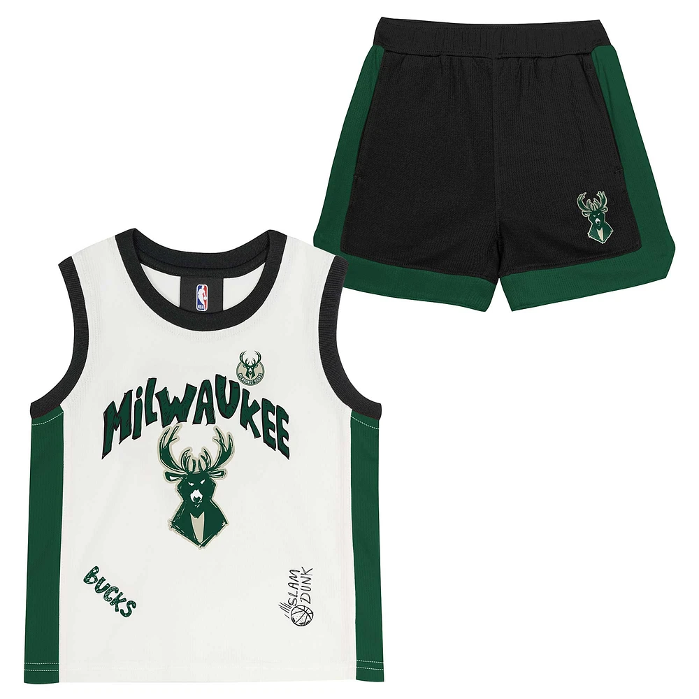 Ensemble débardeur et short en maille pour enfants d'âge préscolaire Milwaukee Bucks