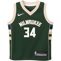 Maillot Nike Giannis Antetokounmpo Hunter Green Milwaukee Bucks Swingman pour enfants d'âge préscolaire - Édition Icon