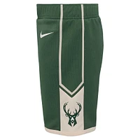 Preschool Nike Hunter Green Milwaukee Bucks Icon Replica Shorts