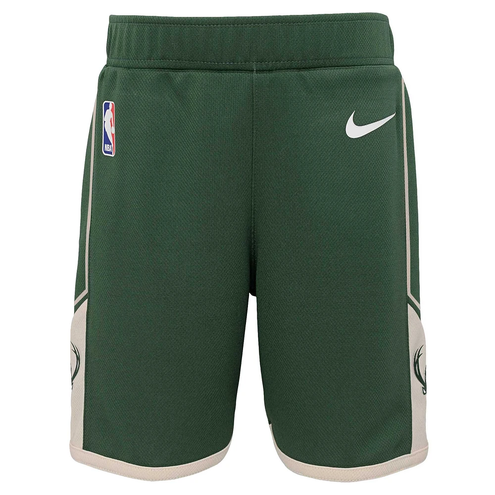 Preschool Nike Hunter Green Milwaukee Bucks Icon Replica Shorts