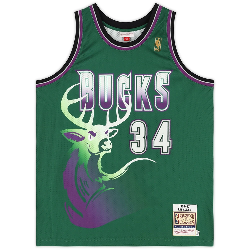 Ray Allen Milwaukee Bucks Autographed Green Mitchell & Ness 1996-1997 Authentic Jersey