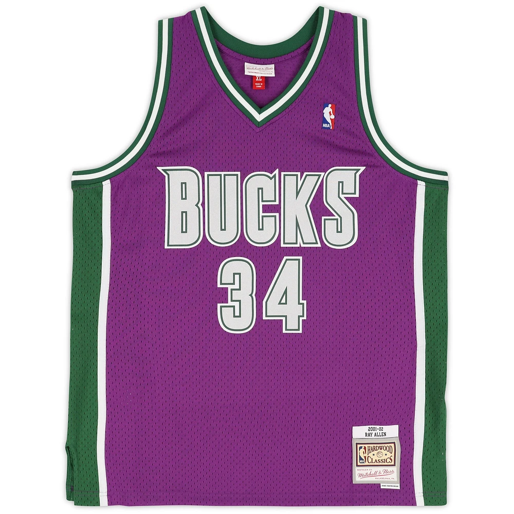 Ray Allen Milwaukee Bucks Autographed Purple Mitchell & Ness 2001-2002 Swingman Jersey