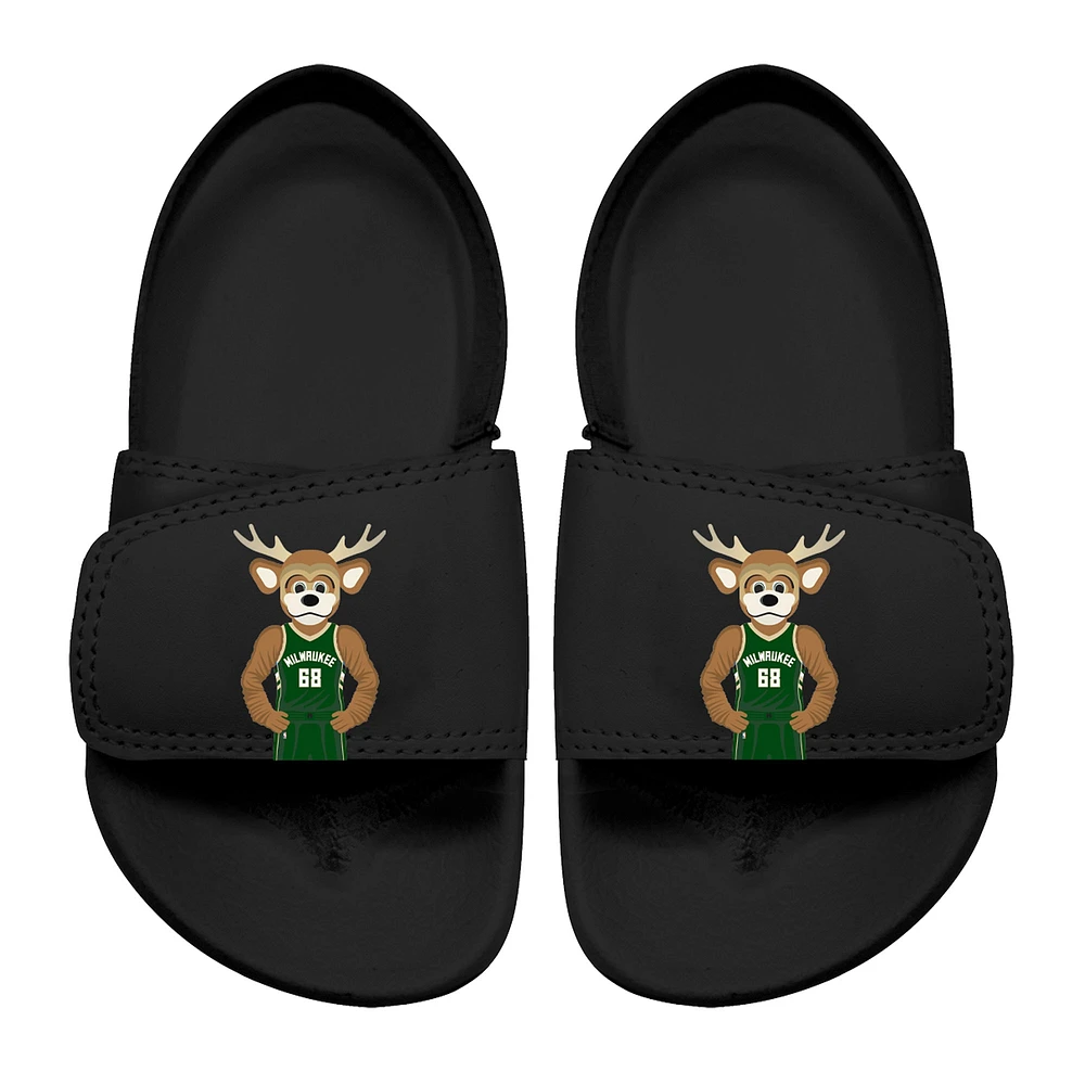 Toddler ISlide Black Milwaukee Bucks Mascot Slide Sandals