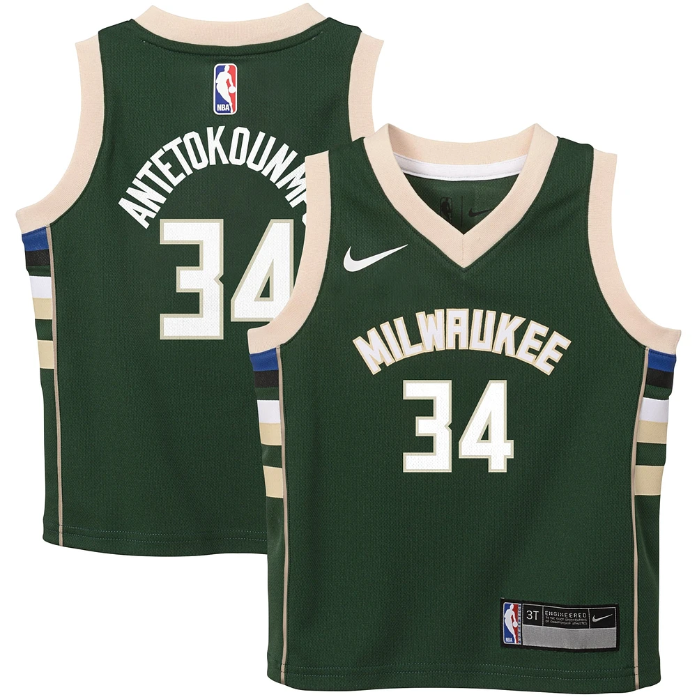 Maillot de joueur Swingman Nike Giannis Antetokounmpo vert Milwaukee Bucks pour tout-petit - Édition Icon