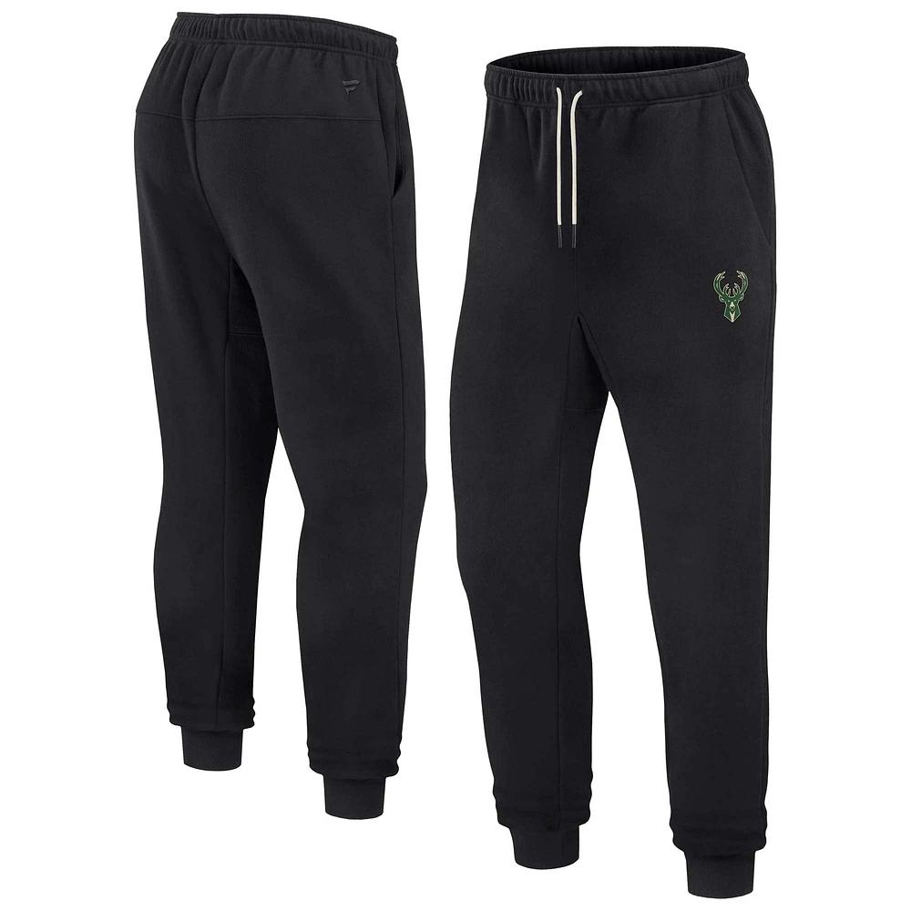 Pantalon de jogging en polaire super doux unisexe Fanatics noir Milwaukee Bucks Elements