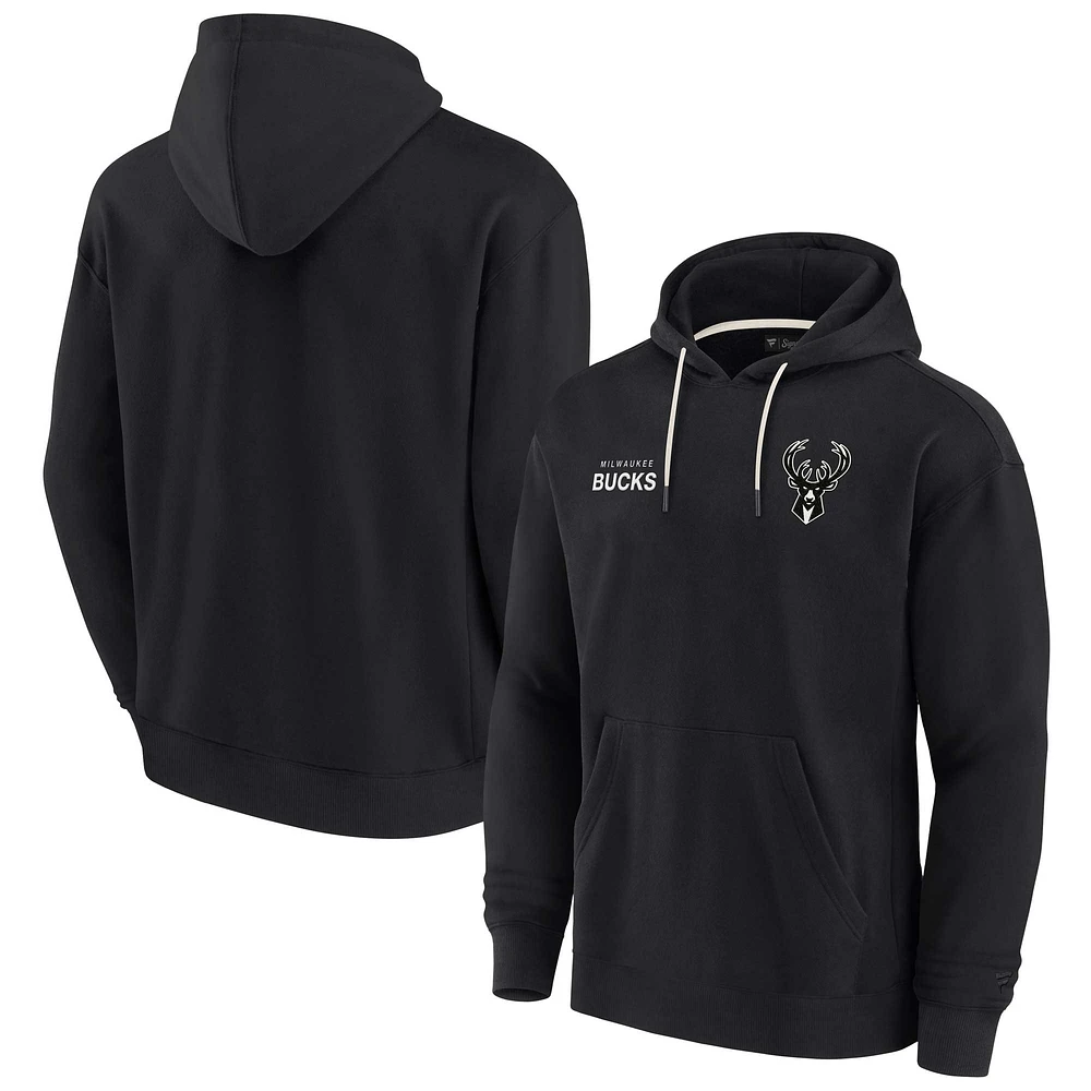 Unisex Fanatics Black Milwaukee Bucks Elements Super Soft Fleece Pullover Hoodie