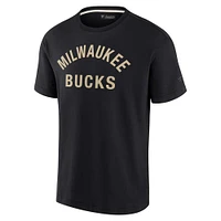 T-shirt unisexe Fanatics noir Milwaukee Bucks Elements super doux à manches courtes