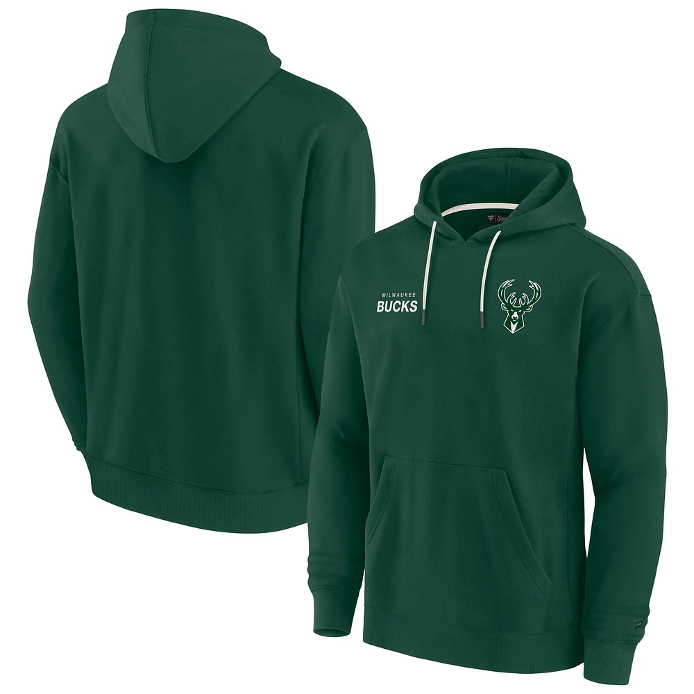 Unisex Fanatics Hunter Green Milwaukee Bucks Elements Super Soft Fleece Pullover Hoodie