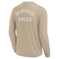 T-shirt unisexe Fanatics kaki Milwaukee Bucks Elements super doux à manches longues