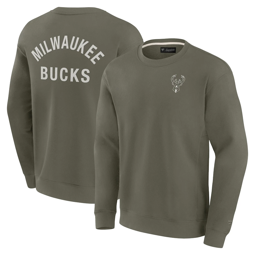 Sweat-shirt unisexe fanatiques olive Milwaukee Bucks super doux