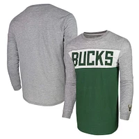 T-shirt unisexe à manches longues Milwaukee Bucks Loge gris chiné