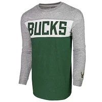 T-shirt unisexe à manches longues Milwaukee Bucks Loge gris chiné