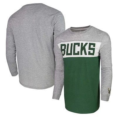 T-shirt unisexe à manches longues Milwaukee Bucks Loge gris chiné