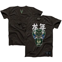 T-shirt unisexe Hyperfly Heather Black Milwaukee Bucks Année du Dragon Collection Nouvel An lunaire