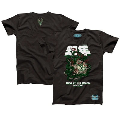 Unisex NBALab x Hyperfly Heather Black Milwaukee Bucks Year of the Snake Lunar New Collection T-Shirt