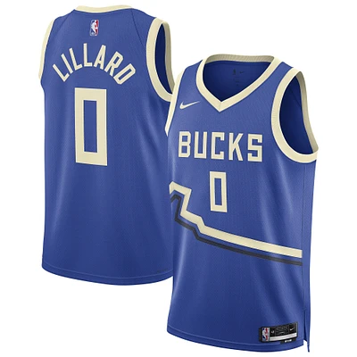 Maillot de joueur Nike unisexe Damian Lillard Royal Milwaukee Bucks 2024/25 Swingman - Édition City