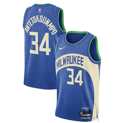 Maillot Nike Swingman unisexe Giannis Antetokounmpo bleu Milwaukee Bucks 2023/24 - City Edition