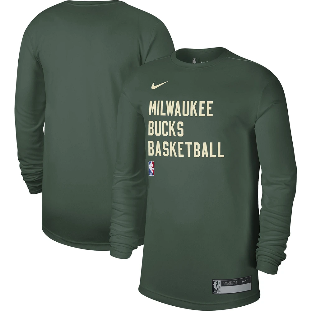 T-shirt à manches longues unisexe Nike Hunter Green Milwaukee Bucks 2023/24 Legend On-Court Practice