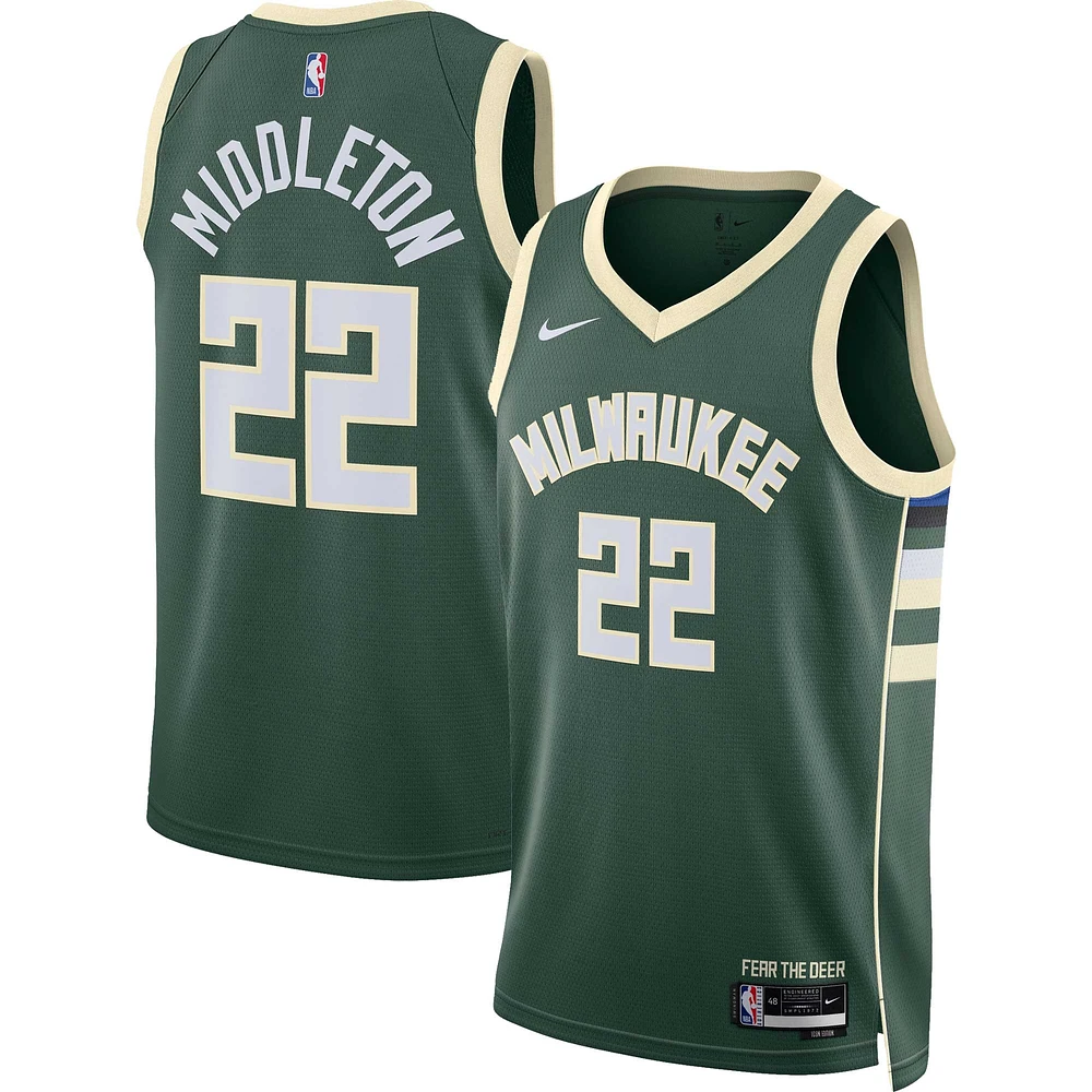 Unisex Nike Khris Middleton Hunter Green Milwaukee Bucks Swingman Jersey - Icon Edition