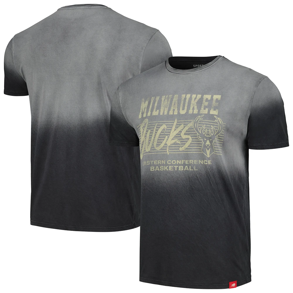 T-shirt unisexe Sportiqe noir Milwaukee Bucks Bingham Sun-Fade