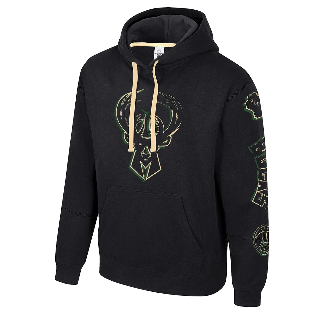 Sweat à capuche unisexe Stadium Essentials noir Milwaukee Bucks Elementized