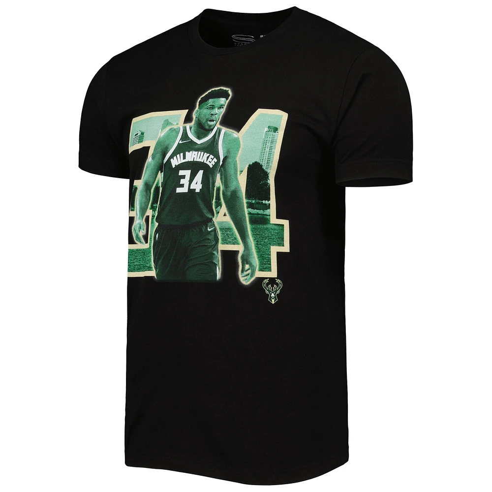 Unisex Stadium Essentials Giannis Antetokounmpo Black Milwaukee Bucks Player Skyline T-Shirt