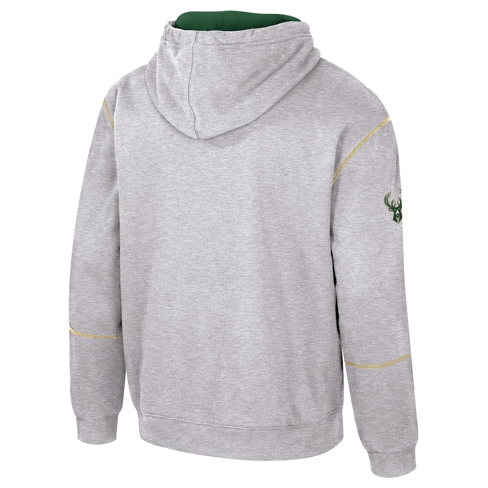 Unisex Stadium Essentials Heather Gray Milwaukee Bucks Monument Pullover Hoodie