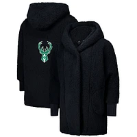 Unisex the Best Lounger World By Jill Martin Black Milwaukee Bucks Oversized Open-Front Hoodie Sweater