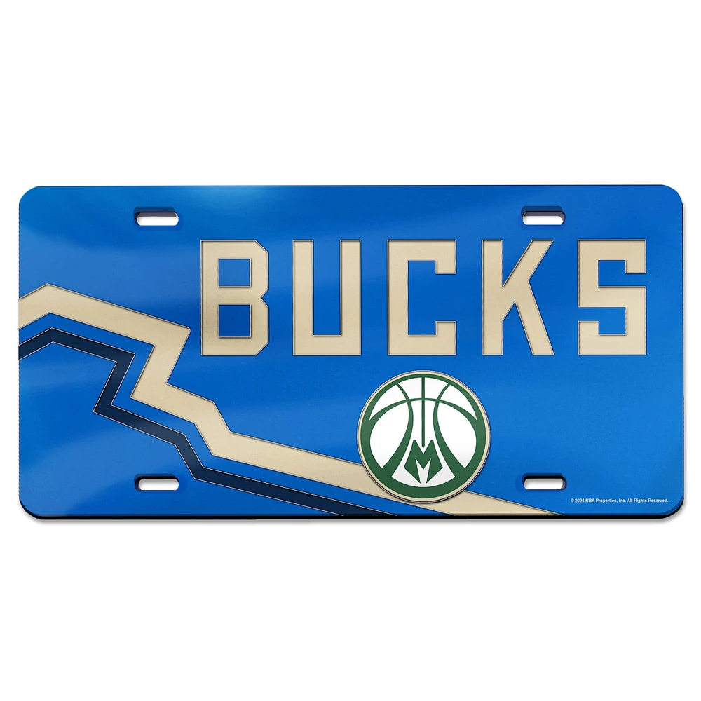 Plaque d'immatriculation en acrylique découpée au laser WinCraft Milwaukee Bucks 2024/25 City Edition