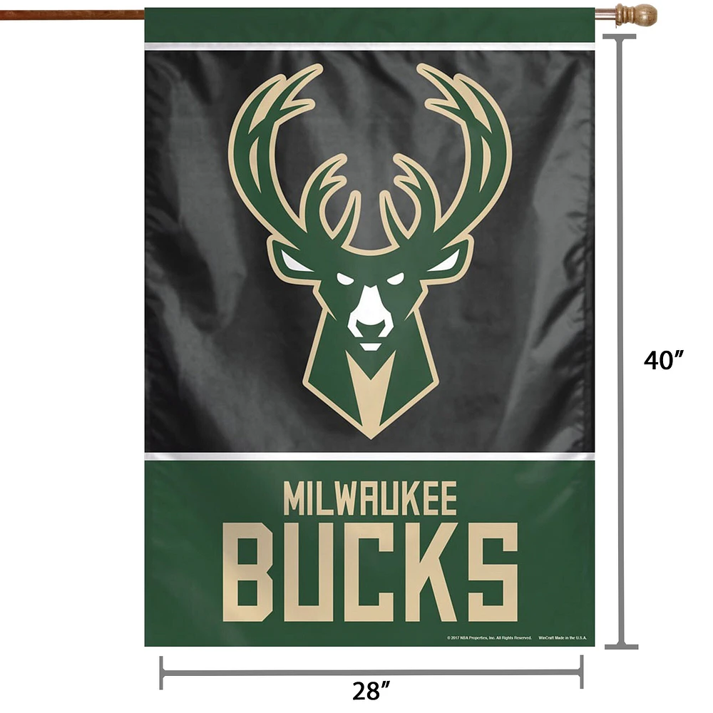 WinCraft Milwaukee Bucks 28 "x 40" Bannière verticale simple face avec logo principal