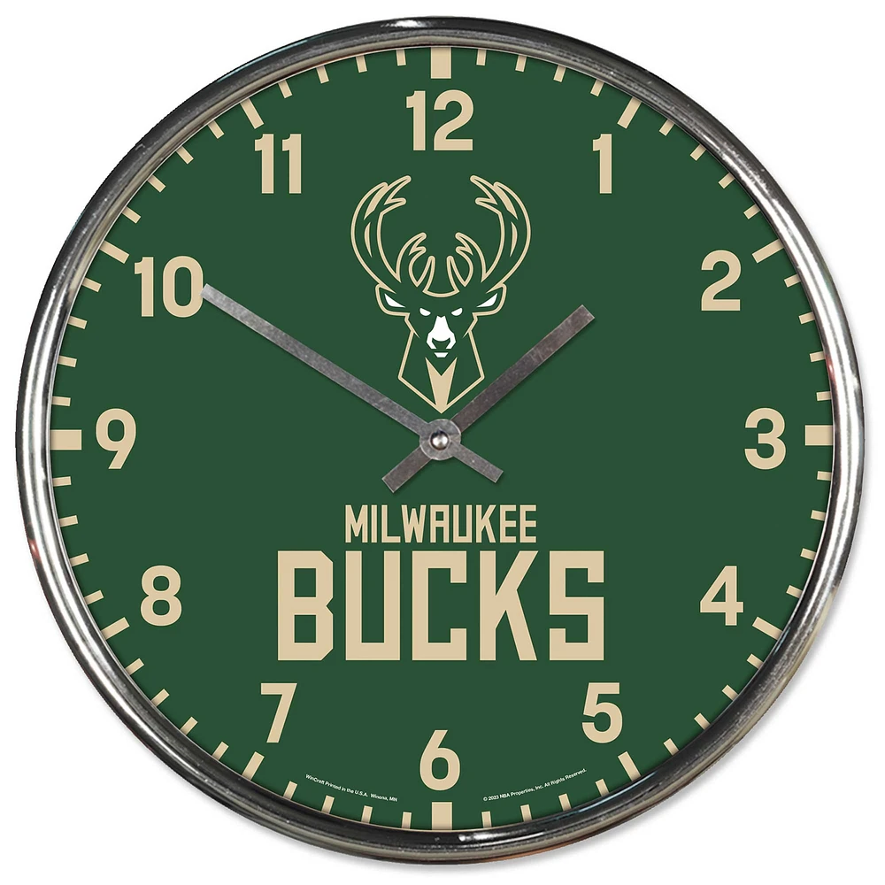 Horloge murale chromée WinCraft Milwaukee Bucks