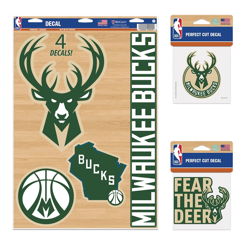 Pack de décalcomanies WinCraft Milwaukee Bucks