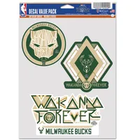 Ensemble de trois autocollants de ventilateur WinCraft Milwaukee Bucks Black Panther 2