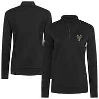 Women's Levelwear  Black Milwaukee Bucks Cushion Quarter-Zip Pullover