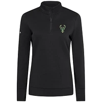Women's Levelwear  Black Milwaukee Bucks Cushion Quarter-Zip Pullover