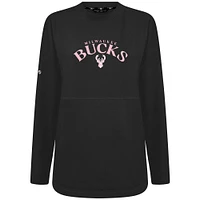 Women's Levelwear  Black Milwaukee Bucks Mother's Day Beaudry Arched Pullover Sweatshirt