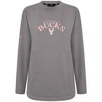 Sweat-shirt à col officier Beaudry pour la fête des mères Milwaukee Bucks de Levelwear femme, gris