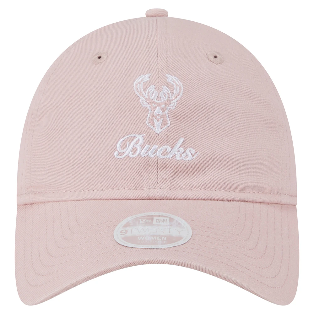 Women's New Era  Pink Milwaukee Bucks Gameday Preppy 9Twenty Adjustable Hat
