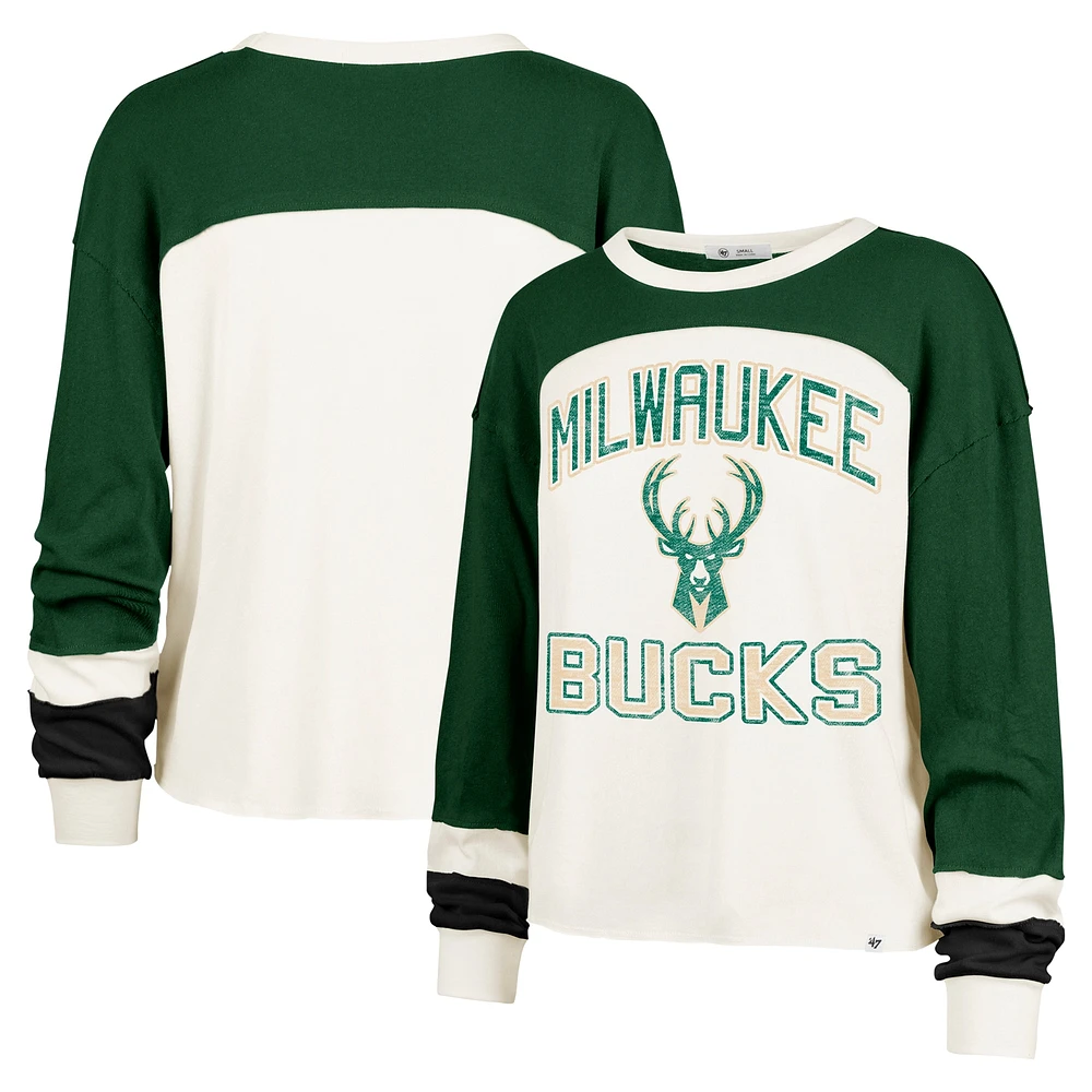 T-shirt à manches longues raglan '47 Cream Milwaukee Bucks pour femme