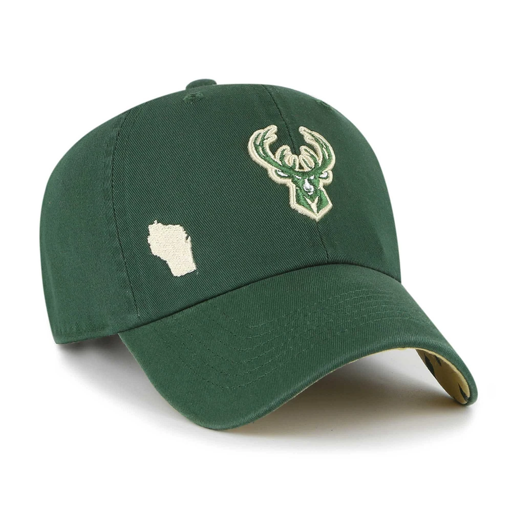 Casquette réglable de nettoyage sous-visière '47 Hunter Green Milwaukee Bucks Confetti pour femmes