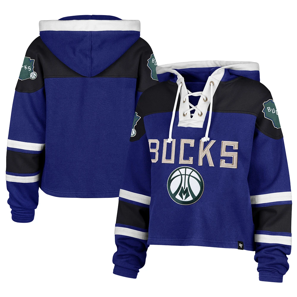 Sweat à capuche court lacets pour femme '47 Royal Milwaukee Bucks 2024/25 City Edition Superior