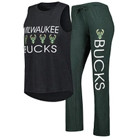 Women's Concepts Sport Hunter Green/Black Milwaukee Bucks Team Tank Top & Pants Sleep Set