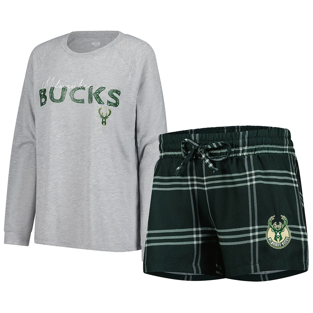 Women's Concepts Sport Milwaukee Bucks Petition Long Sleeve Top and Shorts Set