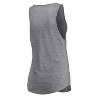 Women's Fanatics Heathered Gray Milwaukee Bucks Quality Time Open Scoop Neck Tri-Blend Tank Top